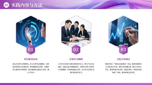 紫色商务社会实践报告PPT模板