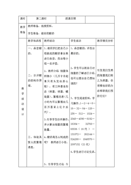 2017-2018苏教版六年级上科学教案