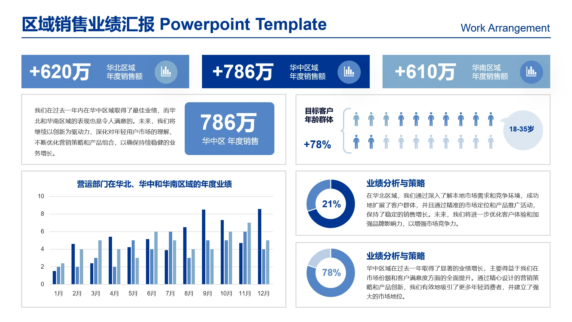 高级感工作汇报图表区域销售业绩统计汇报