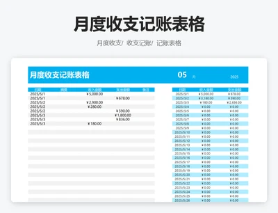 月度收支记账表格