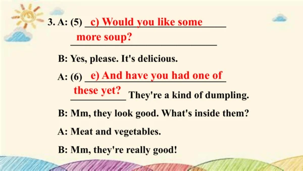 Module 6 Eating together Unit 3 Language in use 课件