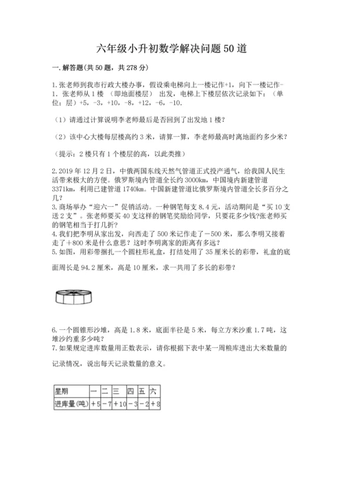 六年级小升初数学解决问题50道附答案（能力提升）.docx