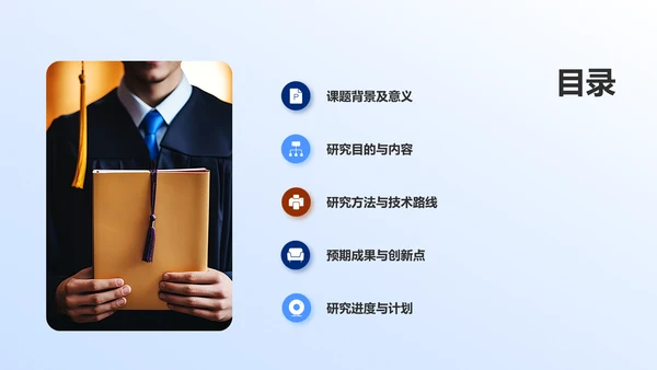 蓝色现代研究课题开题报告PPT模板