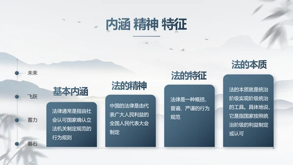 蓝色中国风法治讲堂工作总结PPT动态模板