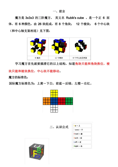 三阶魔方公式口诀图解(新手快速入门).docx