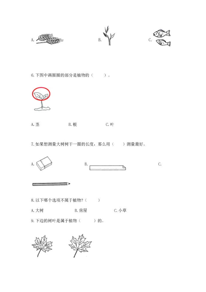 教科版小学一年级上册科学期末测试卷精品（各地真题）.docx