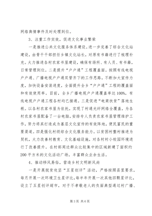 乡镇某年上半年宣传思想文化工作总结及计划.docx