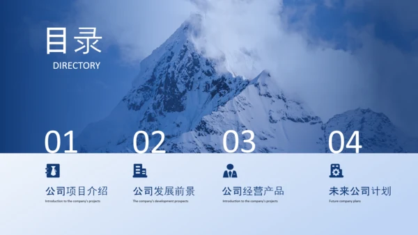 蓝色商务风目录页PPT版式合集