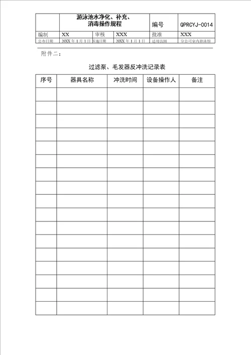 游泳池水质消毒工作规程