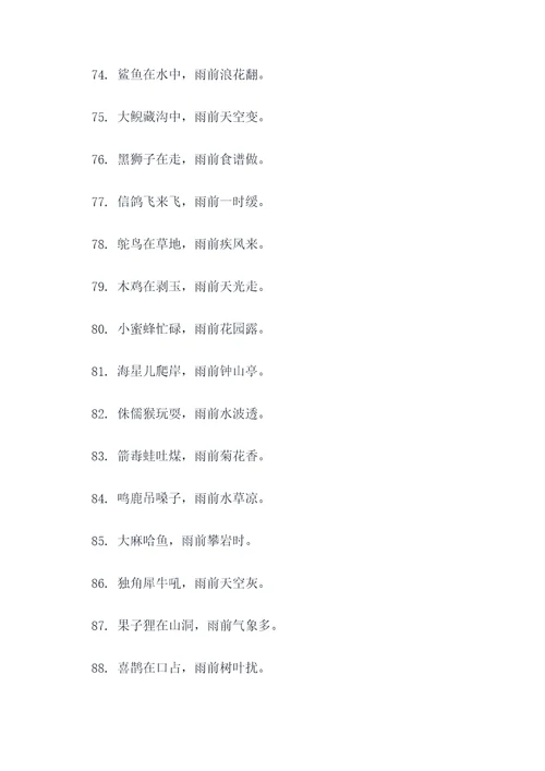 动物下雨前的现象谚语