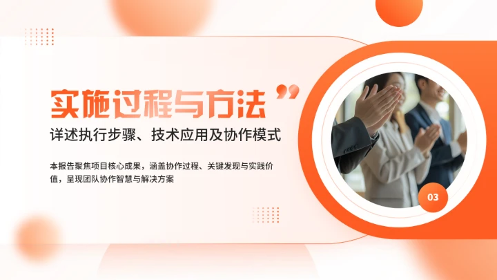 橙色大学生小组项目报告汇报通用PPT模版