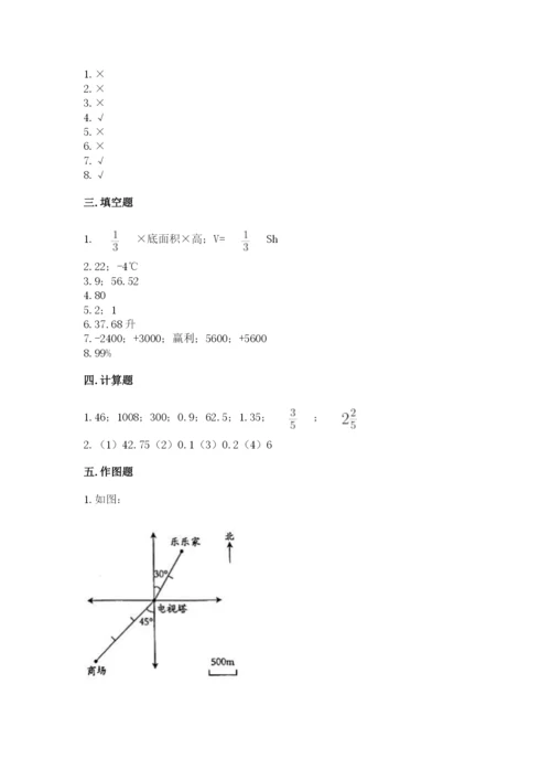 人教版六年级下册数学期末测试卷及完整答案一套.docx