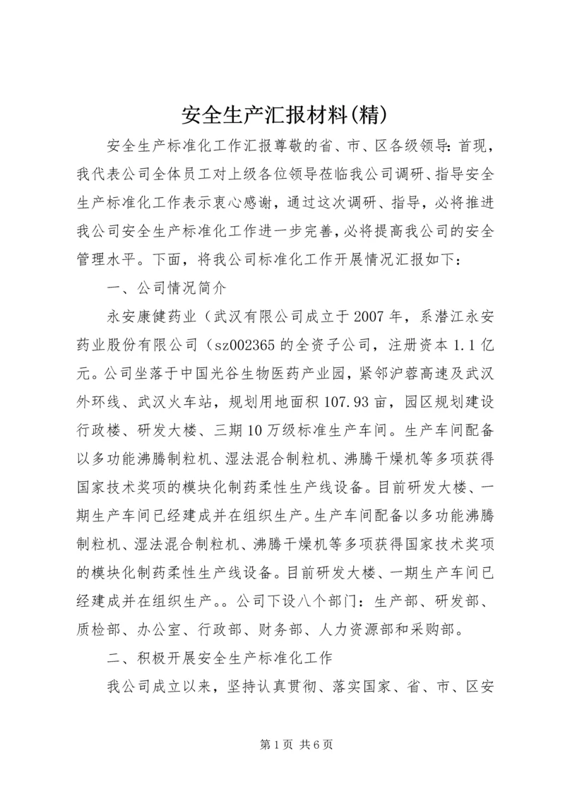 安全生产汇报材料(精) (2).docx