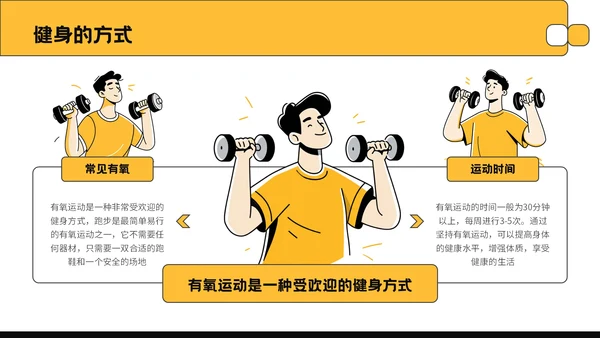 黄色插画风全民健身活动推广PPT模板