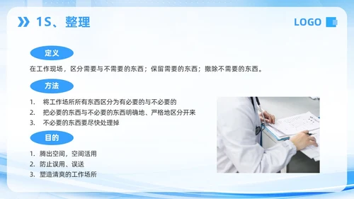 蓝色简约7S病房成果汇报PPT模板宣传PPT动态PPT管理