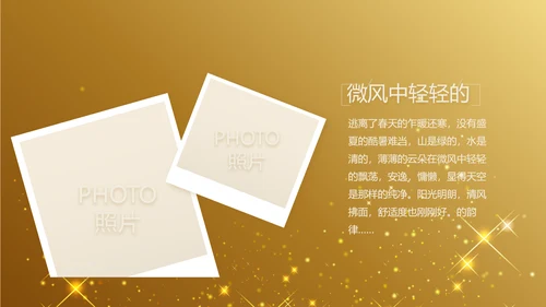 金色星光璀璨生日快乐纪念册电子相册动态PPT模板