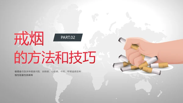 红灰色卡通简约戒烟健康教育PPT课件健康教育宣传栏