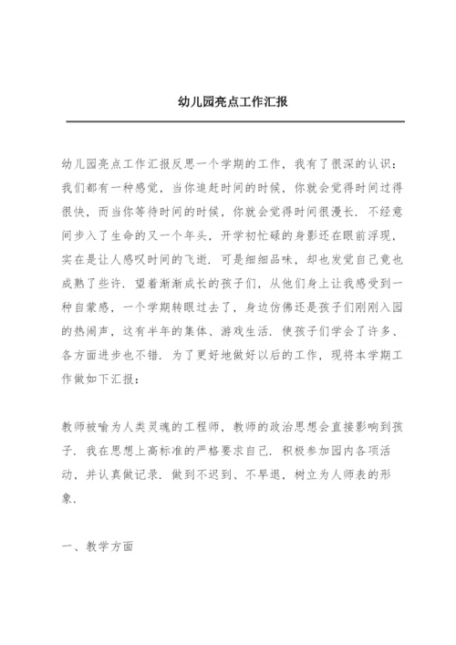 幼儿园亮点工作汇报.docx