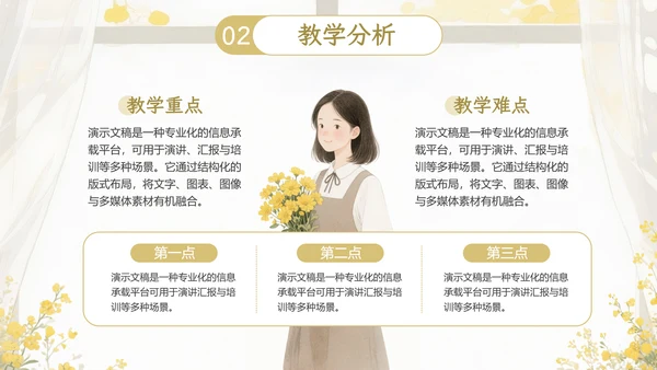 黄色小清新教学通用PPT模板