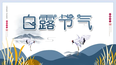白露节气白鹤通用PPT模版