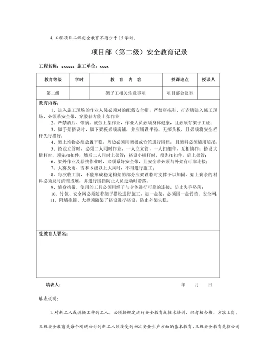 建筑企业三级安全教育记录及表格.docx