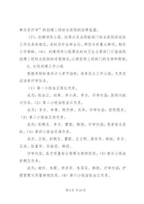 XX医院创建二级甲等综合医院实施方案.docx