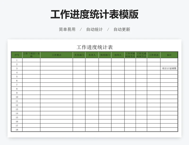 工作进度统计表模版