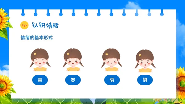 蓝色卡通风格打败情绪怪兽小学生主题班会PPT模板情绪管理
