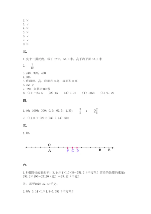 小学六年级数学期末自测题（历年真题）.docx