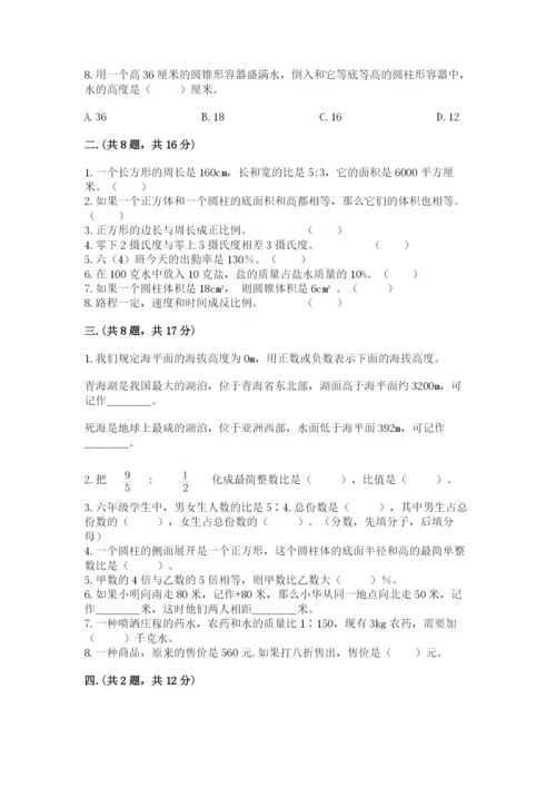 北师大版小升初数学模拟试卷带答案（模拟题）.docx