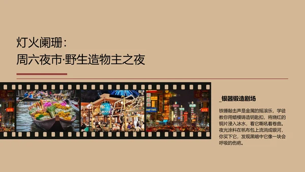 棕色复古胶片风泰国旅游攻略PPT模板