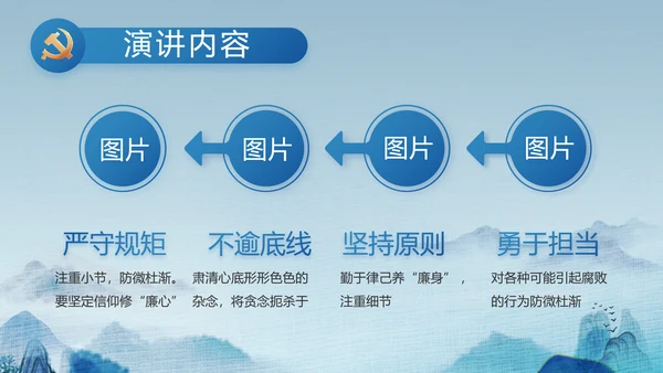 蓝色中国风道德与法治总结PPT