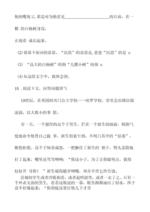 五年级下册语文试题期末测试卷