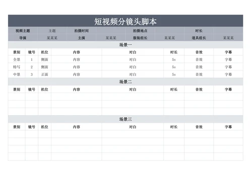 短视频分镜头脚本