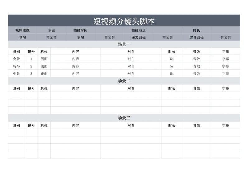 短视频分镜头脚本