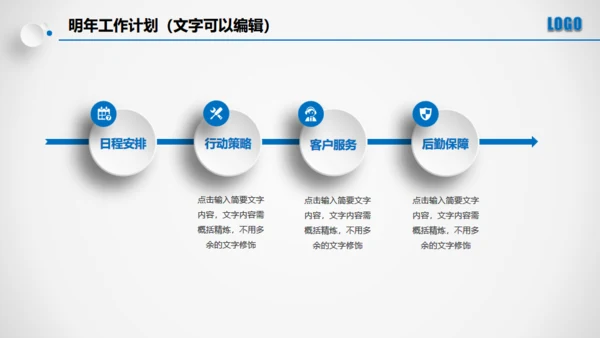 点击滑动蓝色大气立体年度总结通用PPT模板