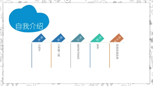 儿童卡通黑白简约自我介绍通用PPT模板