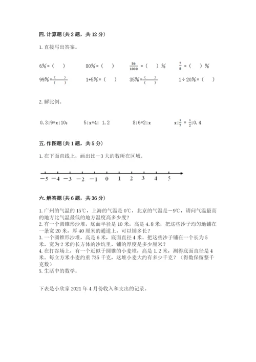 六年级下册数学期末测试卷附答案解析.docx
