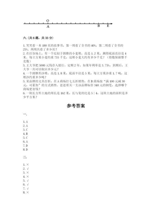 苏教版数学六年级下册试题期末模拟检测卷及参考答案【典型题】.docx