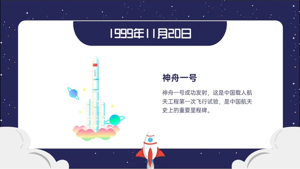 蓝色卡通风格中国航天发展史简介PPT课件