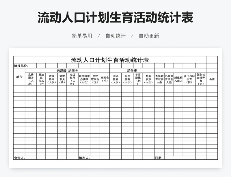 流动人口计划生育活动统计表