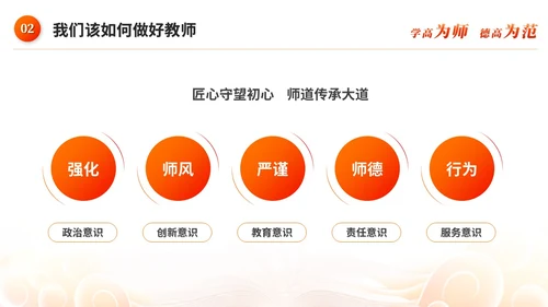 红色水彩风教师师德师风教育宣传培训师德师风讲座ppt模板