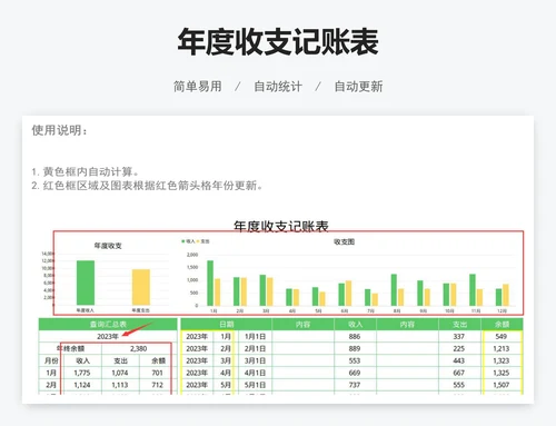 年度收支记账表