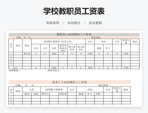 学校教职员工资表