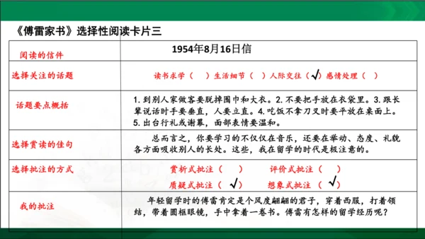 第三单元名著导读《傅雷家书》选择性阅读课件
