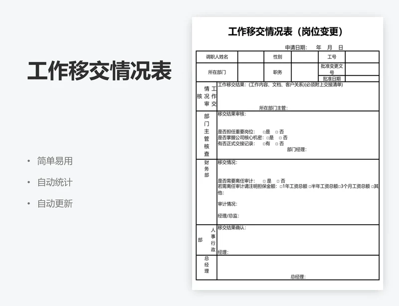 工作移交情况表