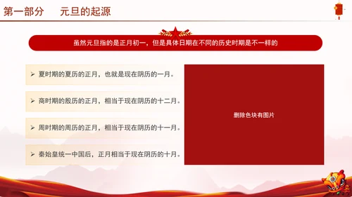 中国传统节日元旦的起源历史专题党课PPT