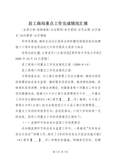 县工商局重点工作完成情况汇报.docx