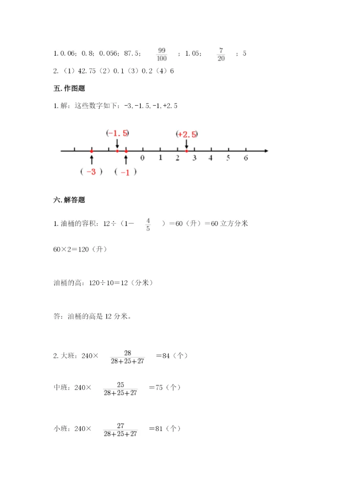 人教版六年级下册数学期末测试卷及参考答案（综合卷）.docx