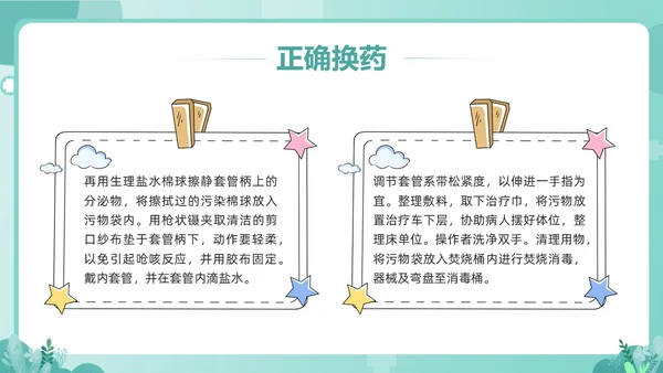 绿色卡通气管切开病人的护理PPT模板宣传PPT动态PPT